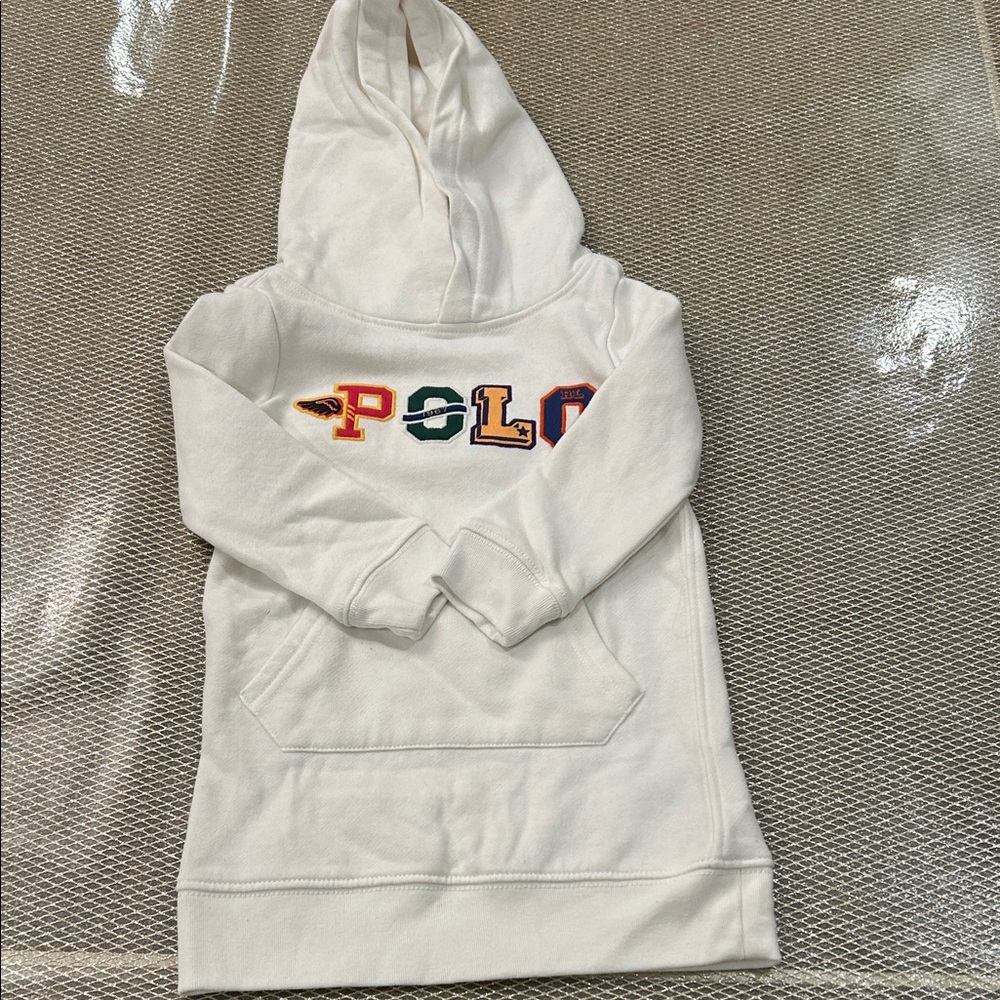 Kids White Hoodie with Colorful Polo Logo